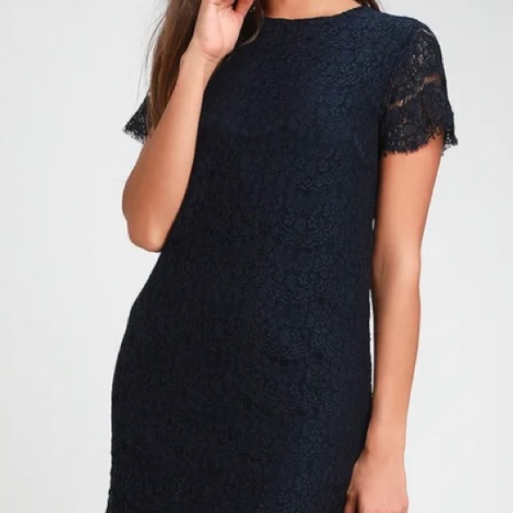 Lulu's Navy Lace Mini Dress